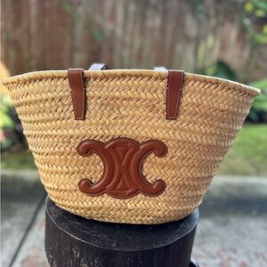 Medium Celine classic painter in Palm leaves and calfskin Bag